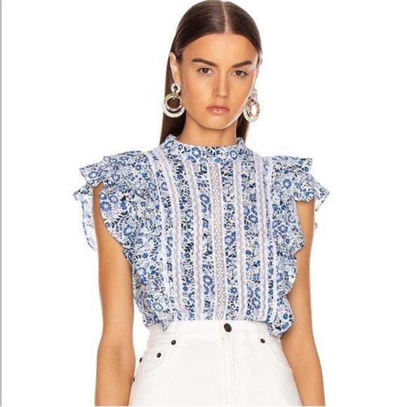 Veronica Beard Tops - Veronica Beard Soleil Blue Floral Top 2